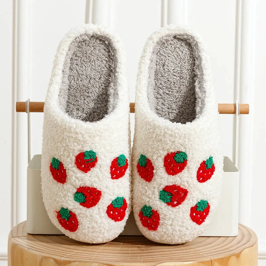 Orthopedic Slides Cute Fruit Women Slippers Winter Indoor Warm Soft Sole Breathable Comfort Anti-slip Bedroom Causal Flat Cotton Shoes