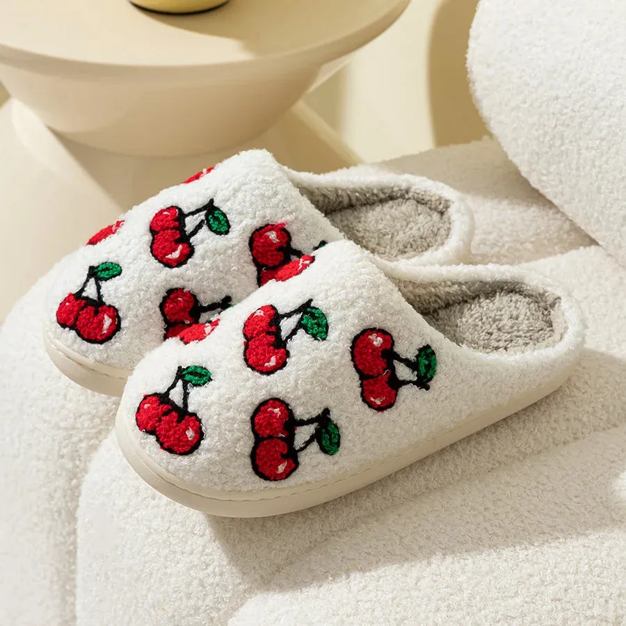 Cute Fruit Women Slippers Winter Indoor Warm Soft Sole Breathable Comfort Anti-slip Bedroom Causal Flat Cotton Shoes Kirkland Slippers