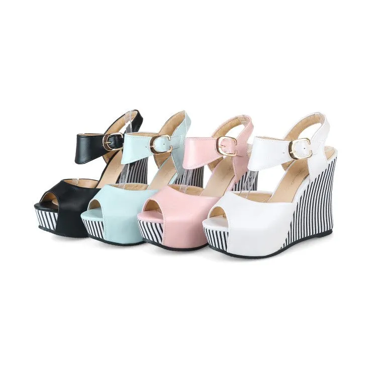Women's Peep Toe Platform Wedges High Heel Sandals Vintage Platform Sandals