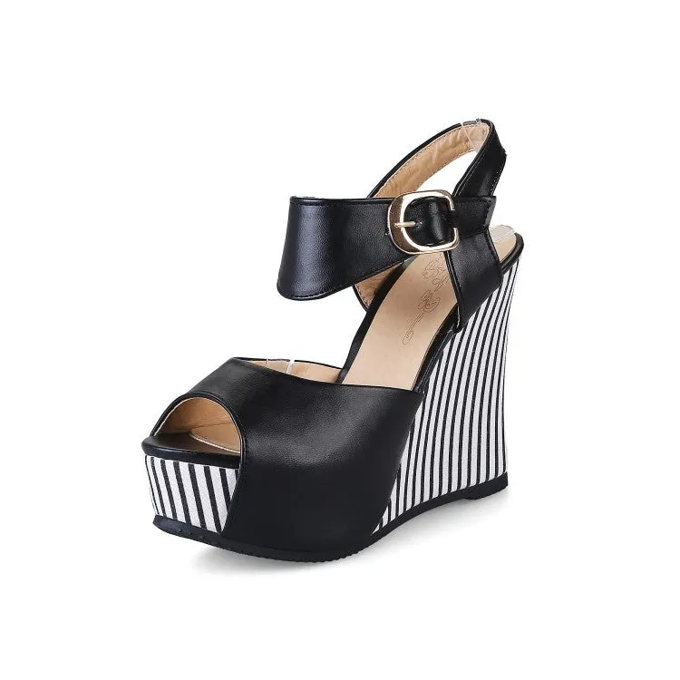 Sandals St Grande Women's Peep Toe Platform Wedges High Heel Sandals