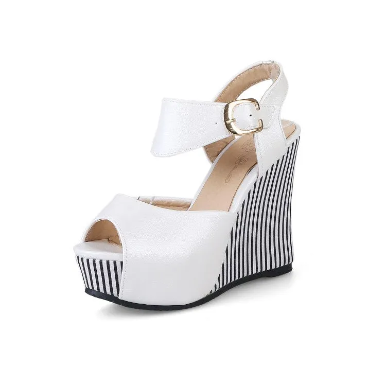 Sandals With Plantar Fasciitis Women's Peep Toe Platform Wedges High Heel Sandals