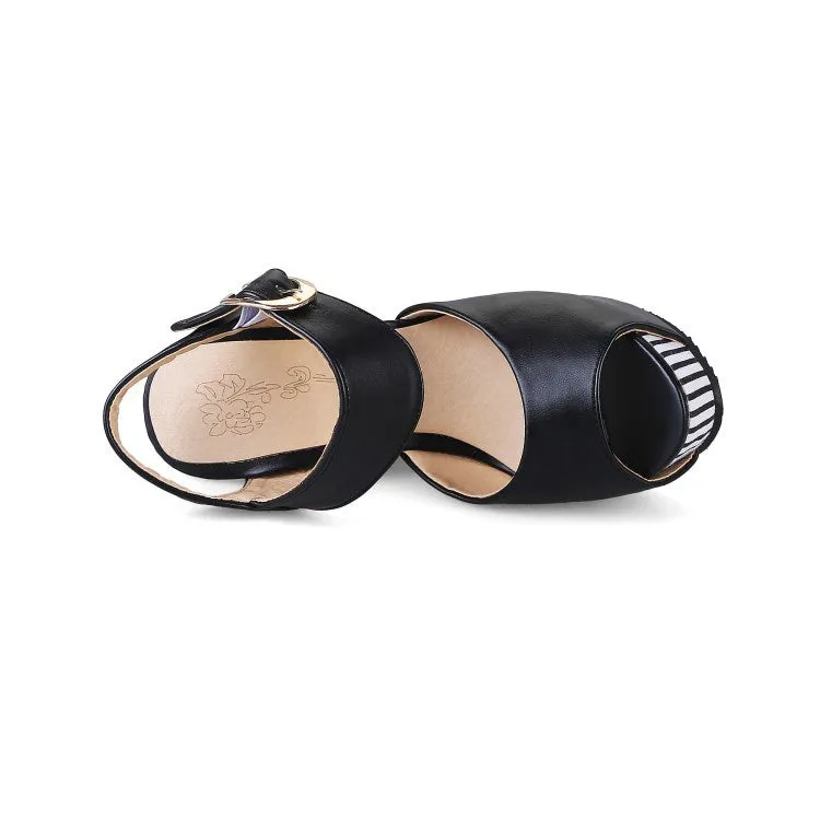 Women's Peep Toe Platform Wedges High Heel Sandals Wide Width Wedding Sandals