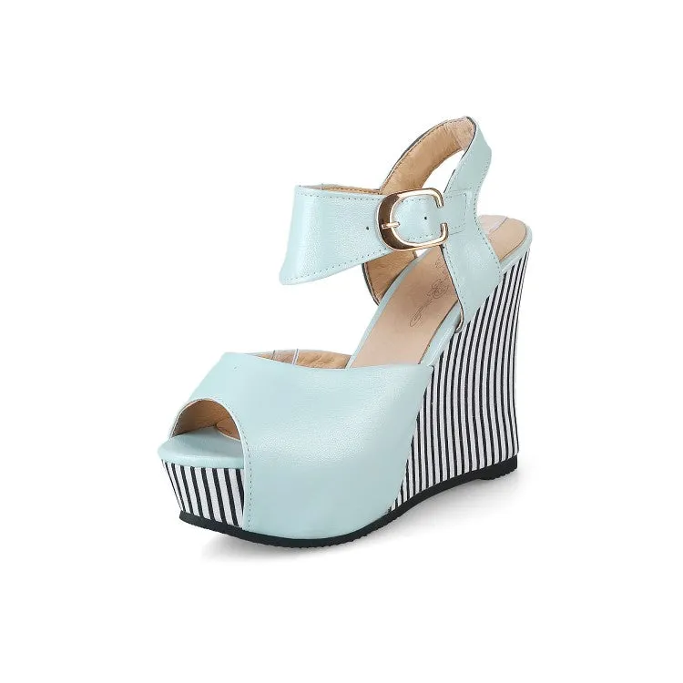 Women's Peep Toe Platform Wedges High Heel Sandals Goldenglow Sandals
