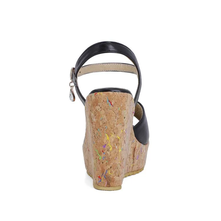 Haflingers Slippers Women's Buckle Ankle Strap Platform Wedges Sandals