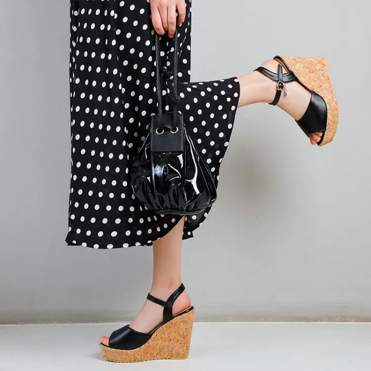 Women's Buckle Ankle Strap Platform Wedges Sandals Pedicure Slippers