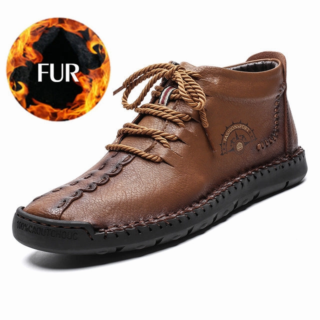 Boat Shoes Business Casual Leather Casual Shoes Men Handmade Vintage Flats Lace-up Hot Sale Moccasins