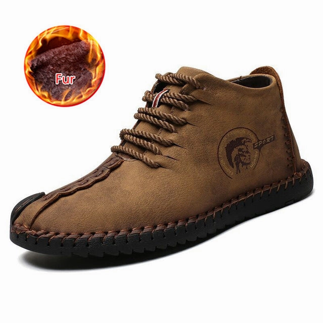 Army Casual Shoes Leather Casual Shoes Men Handmade Vintage Flats Lace-up Hot Sale Moccasins