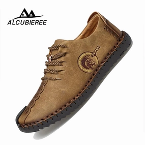 Leather Casual Shoes Men Handmade Vintage Flats Lace-up Hot Sale Moccasins Best Trending Casual Shoes