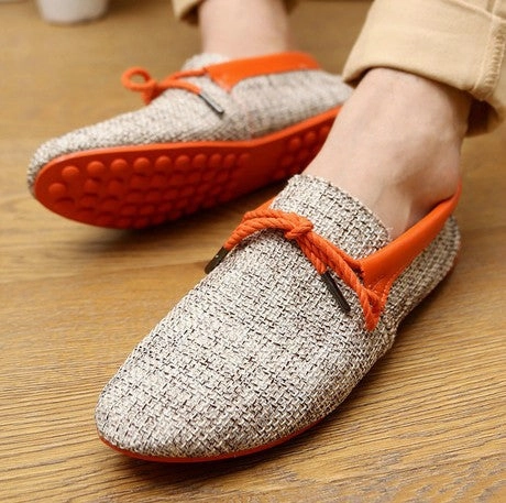 hot sale men shoes spring summer breathable fashion weaving Woven men casual flat shoes lace-up loafers comfortable mocassins Swollen Feet Flat Shoes