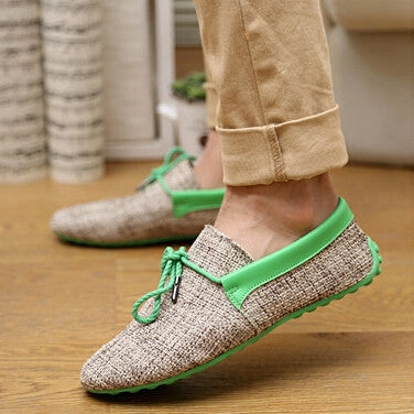 hot sale men shoes spring summer breathable fashion weaving Woven men casual flat shoes lace-up loafers comfortable mocassins Fabric Flat Shoes