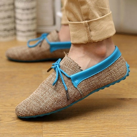 Great Flat Shoes hot sale men shoes spring summer breathable fashion weaving Woven men casual flat shoes lace-up loafers comfortable mocassins