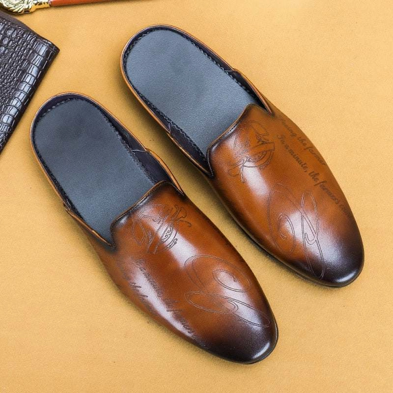 Made In Usa Sheepskin Slippers Italian Luxury Men's Slippers Genuine Leather Slip-On Loafers