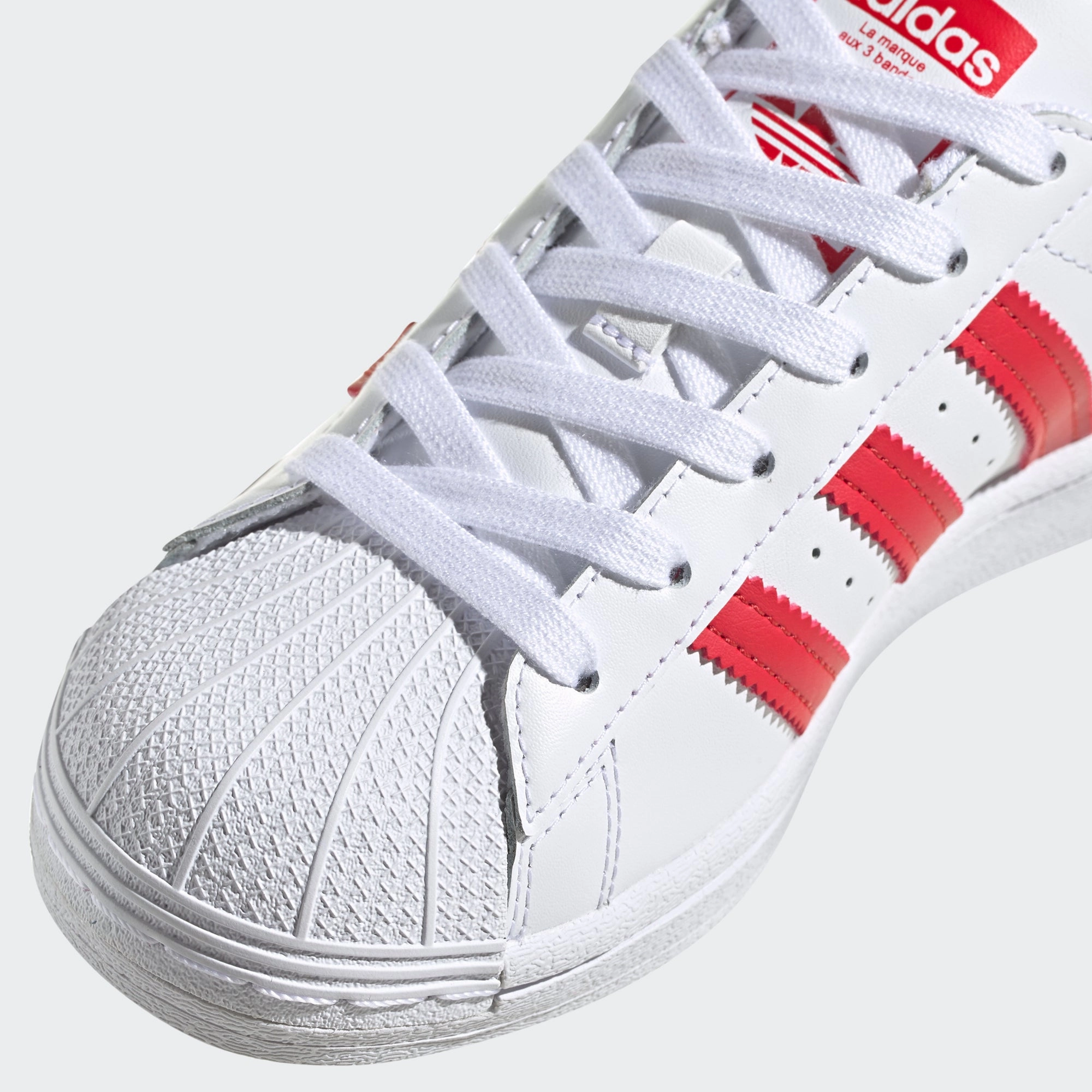 Kids' adidas Originals Superstar Shoes White Scarlet Adidas Joggers Shoes