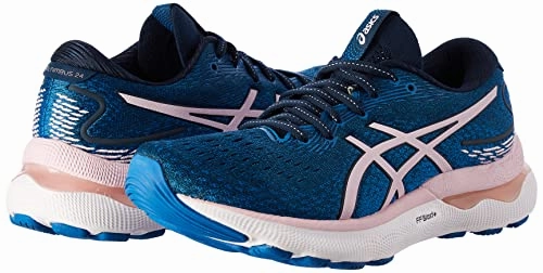 Saucony Asics Running Shoes ASICS Women's 1012B201 Gel-nimbus 24 Trainers, French Blue Barely Rose, 4 UK