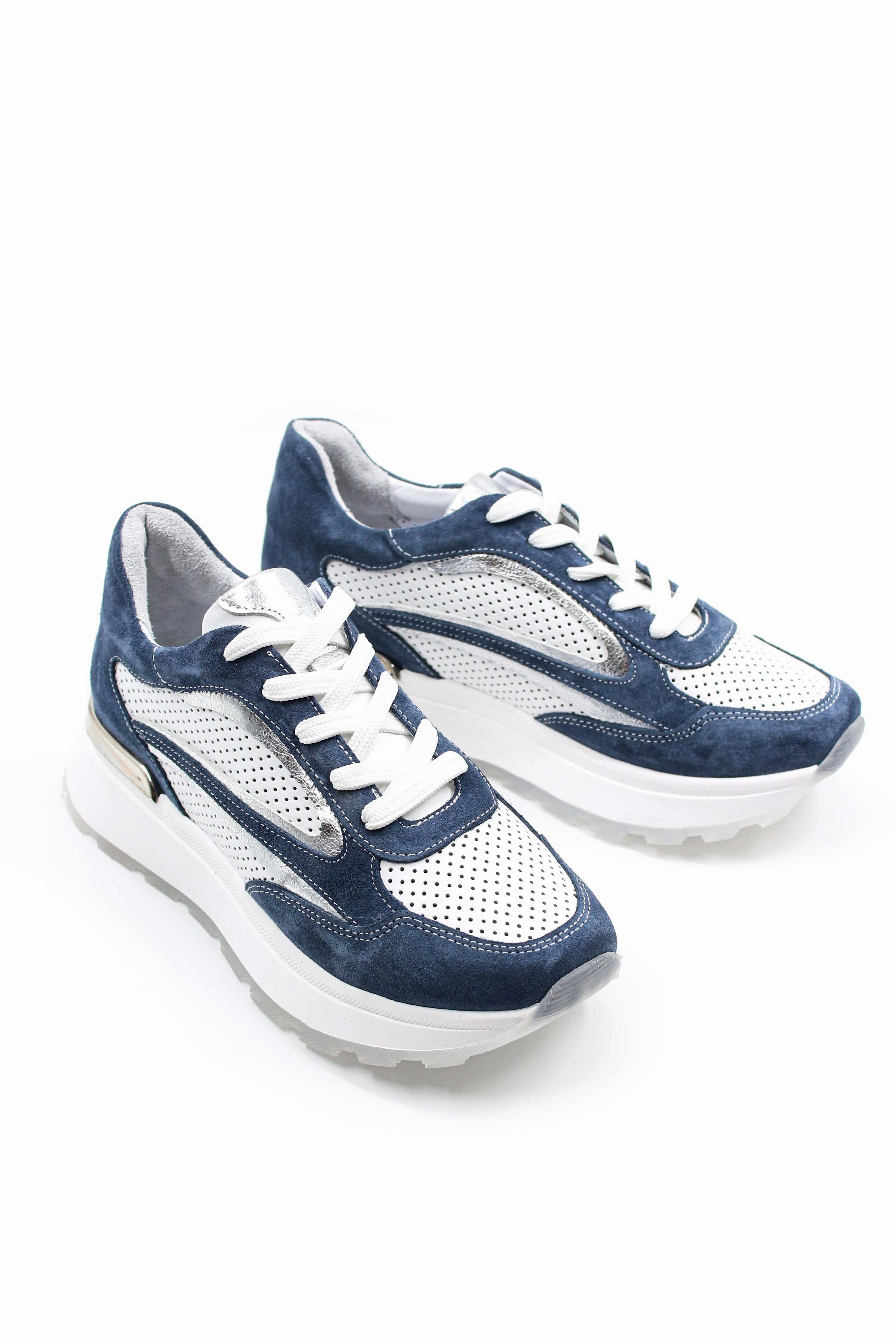 FST Genuine Leather Women's Casual Shoes 757ZA24049 Denim White - Kaunas Casual Shoes Heels