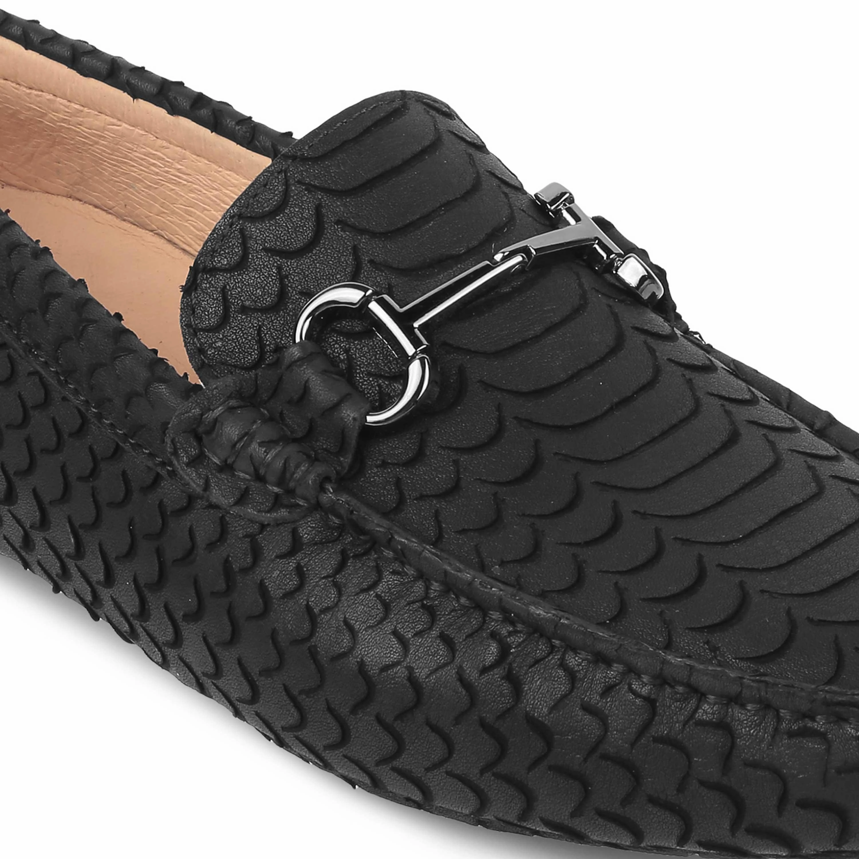Tresmode Sofi Black Men's Leather Driving Loafers Schoolgirl Loafers