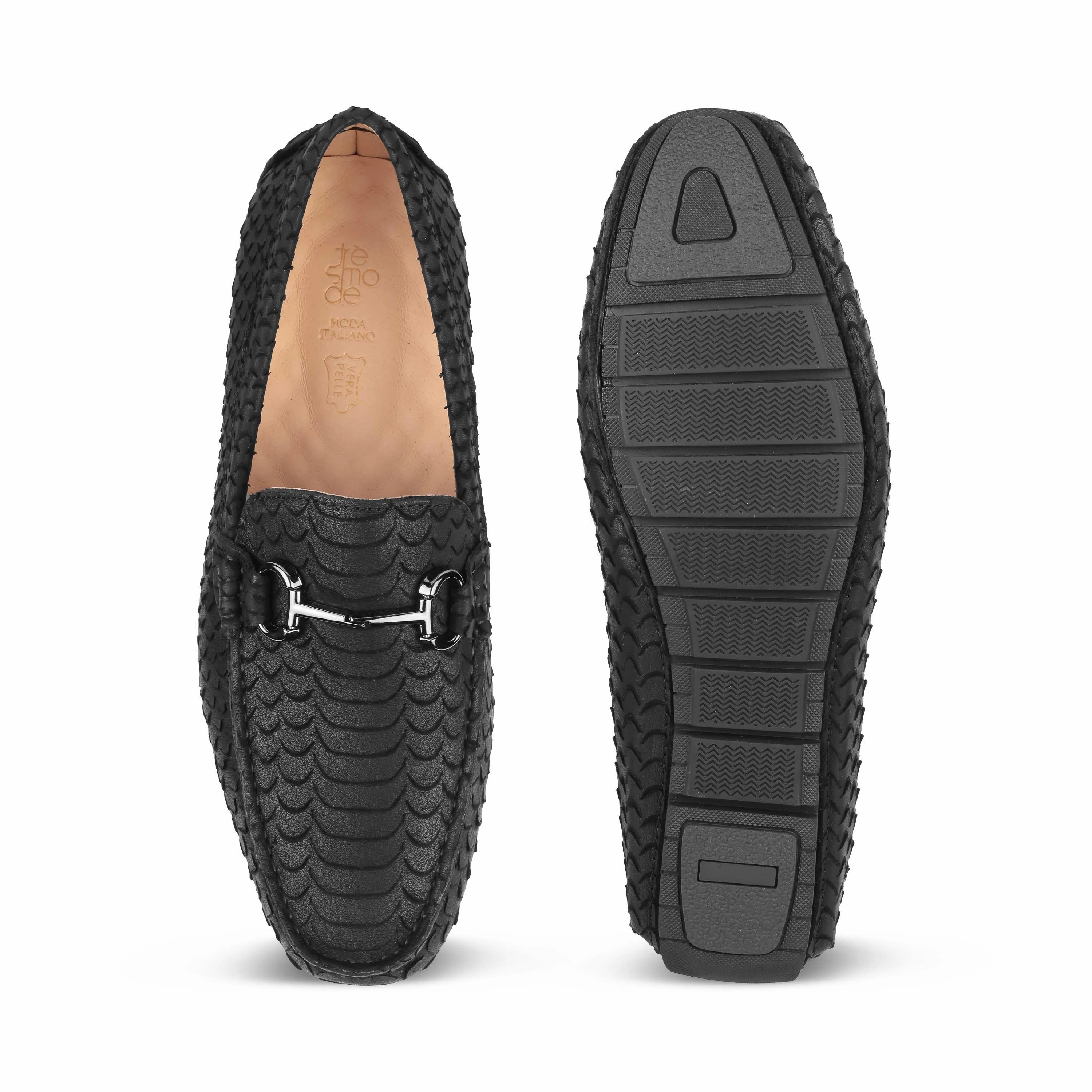 Jeans And Loafers Tresmode Sofi Black Men's Leather Driving Loafers