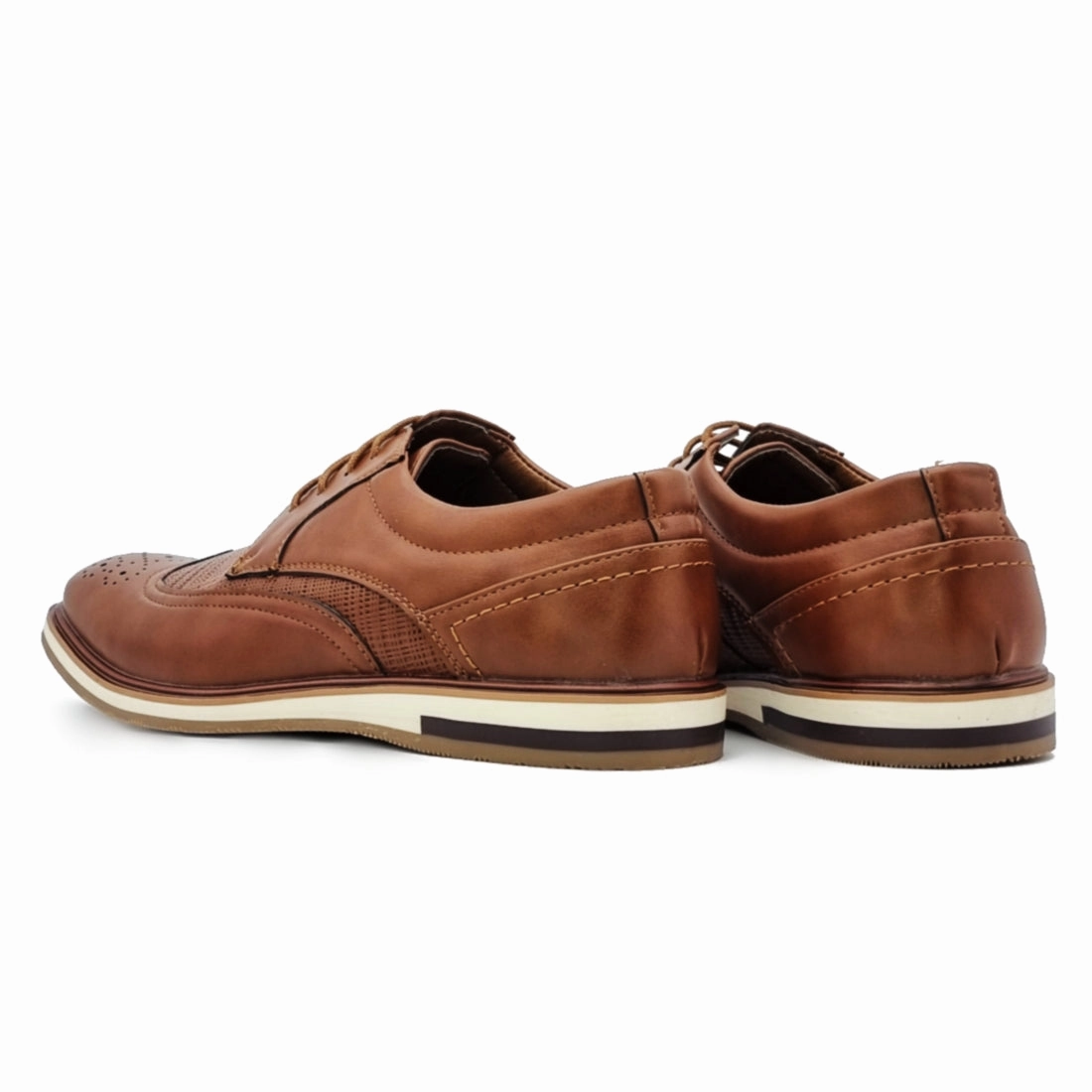 Loafers Black Perforated Vamp Lace Up Casual Shoes