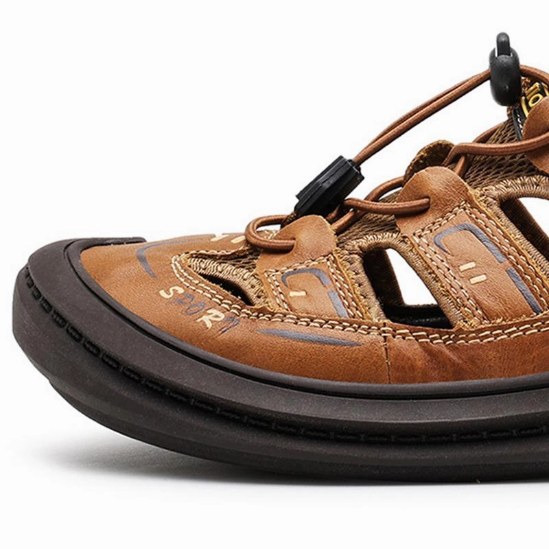 Men's Outdoor Beach Mesh Breathable Leather Sandals Sandals On Clearance