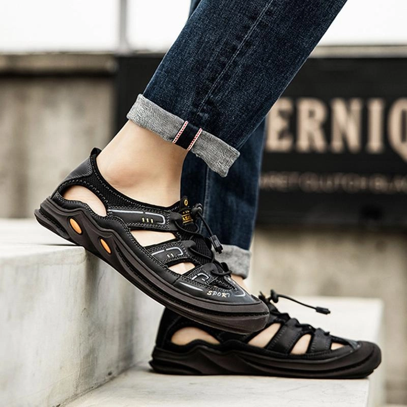 Men's Outdoor Beach Mesh Breathable Leather Sandals Taos Sandals On Sale