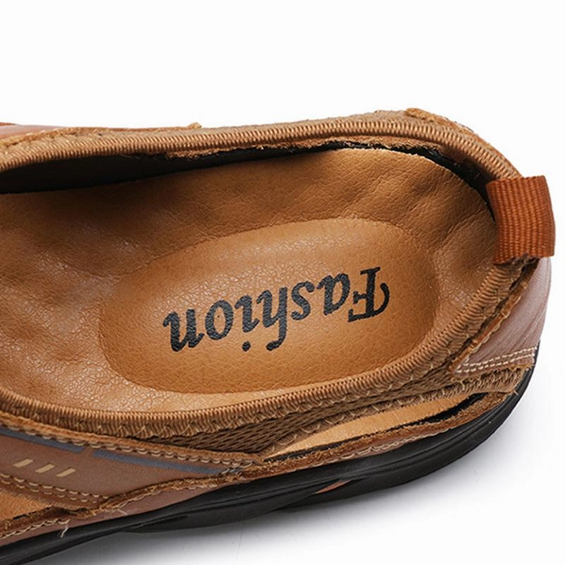Most Comfortable Wedge Sandals Men's Outdoor Beach Mesh Breathable Leather Sandals