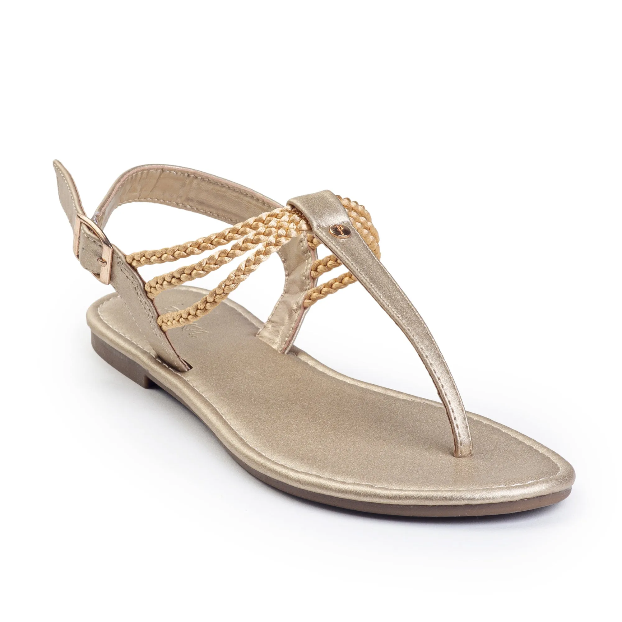 Japanese Sandals Name Plaka Rappel Flat Thong Sandals | Gold