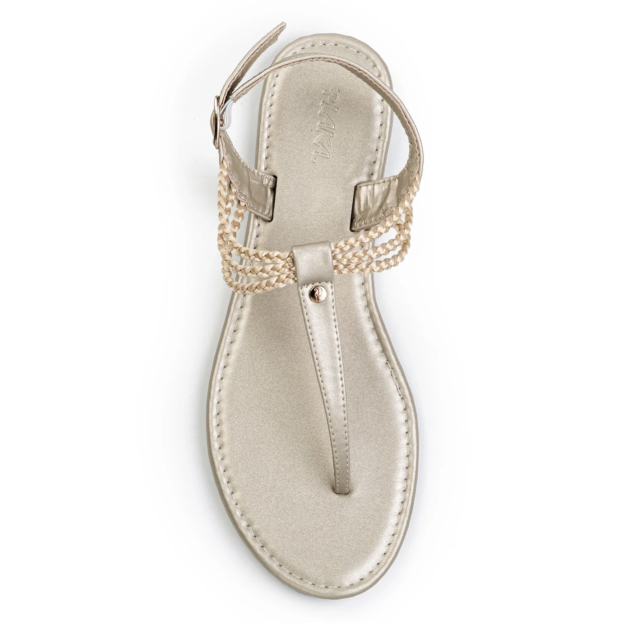 Plaka Rappel Flat Thong Sandals | Gold South Coast Sandals Resort