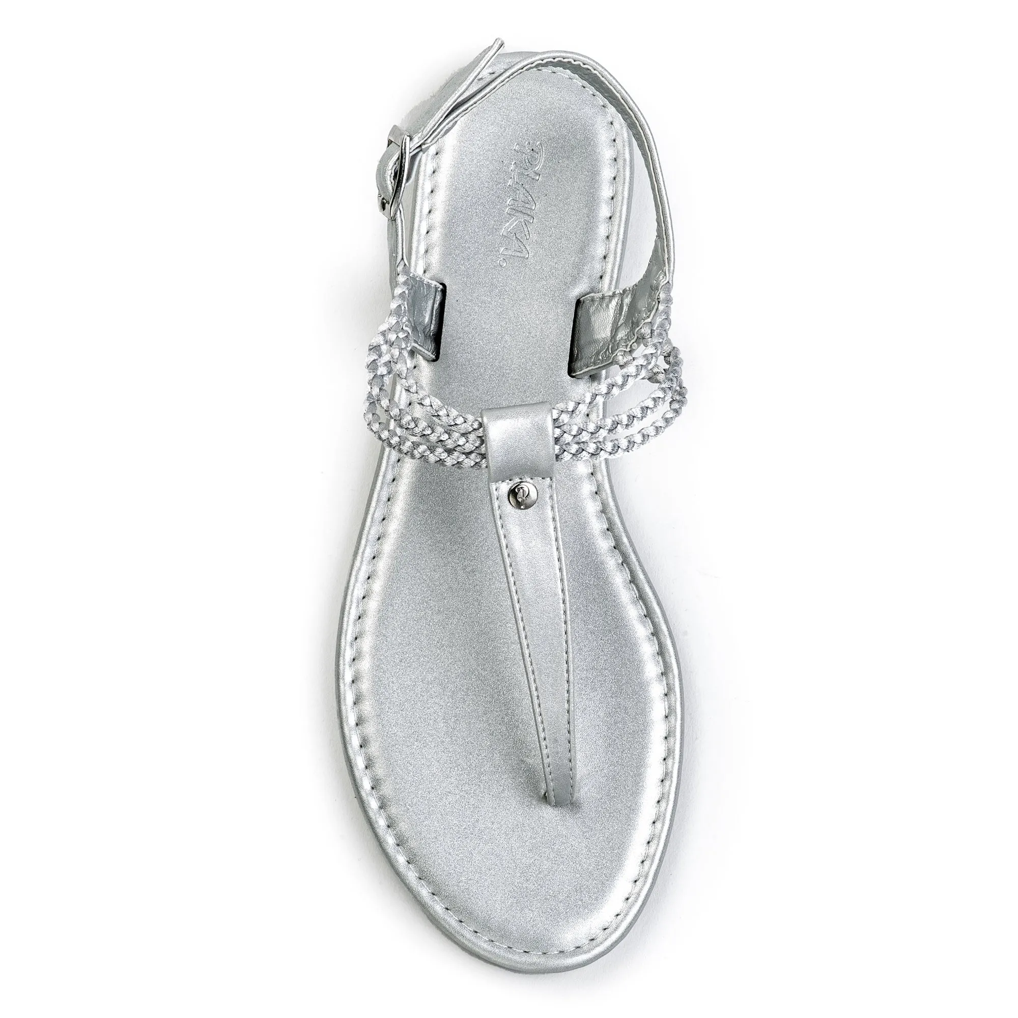 Rope Sandals Plaka Rappel Flat Thong Sandals | Silver
