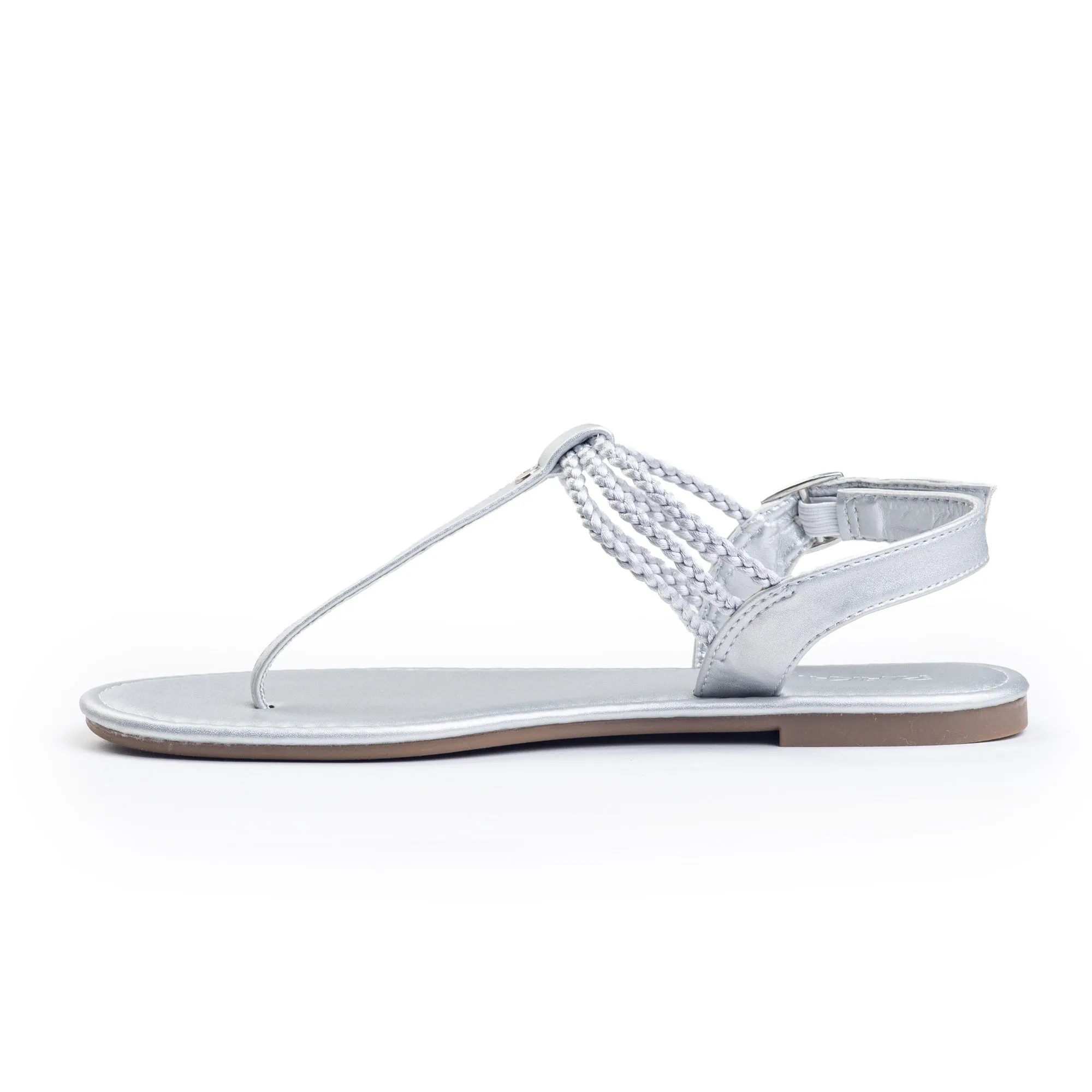Plaka Rappel Flat Thong Sandals | Silver Sandals Royal Photos