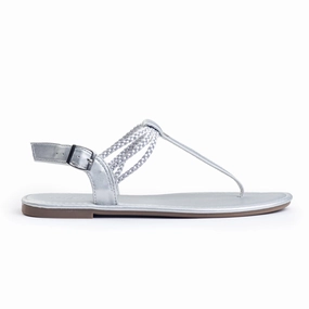 Plaka Rappel Flat Thong Sandals | Silver Sandals Halcyon Beach Hotel