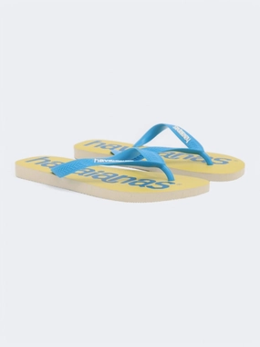 The Slippers Documentary Men's Printed Slippers,Blue/Yellow
