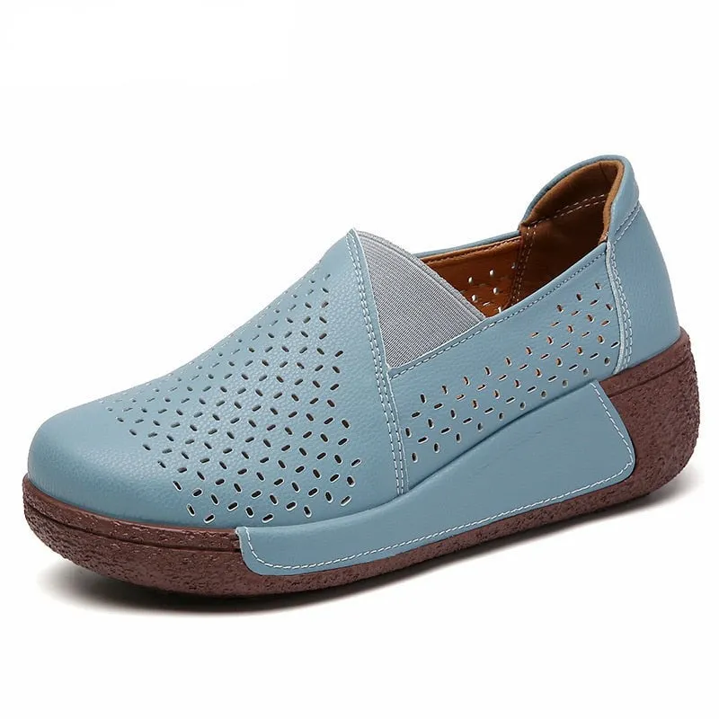 Summer Breathable Women Shoes Flat Platform Ladies Loafers Leather Wedge Female Sneakers Moccasins Slip on Casual Shoe Women Coach Loafers Macys