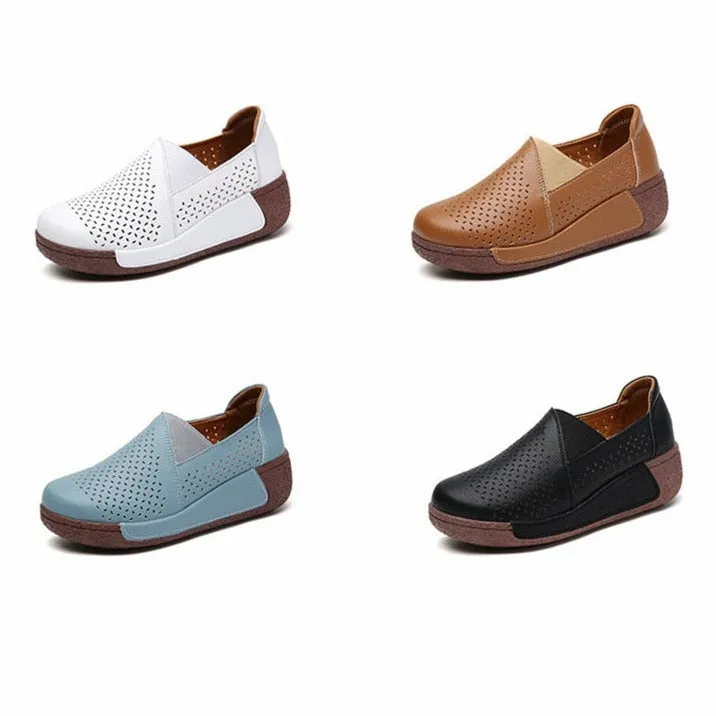 Best Loafers To Wear With A Suit Summer Breathable Women Shoes Flat Platform Ladies Loafers Leather Wedge Female Sneakers Moccasins Slip on Casual Shoe Women