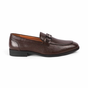 Tresmode Antli Brown Men's Leather Loafers Wide Loafers