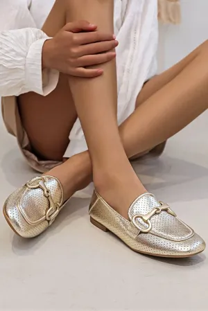 Polka Dot Pattern Buckle Loafers Pink Loafers