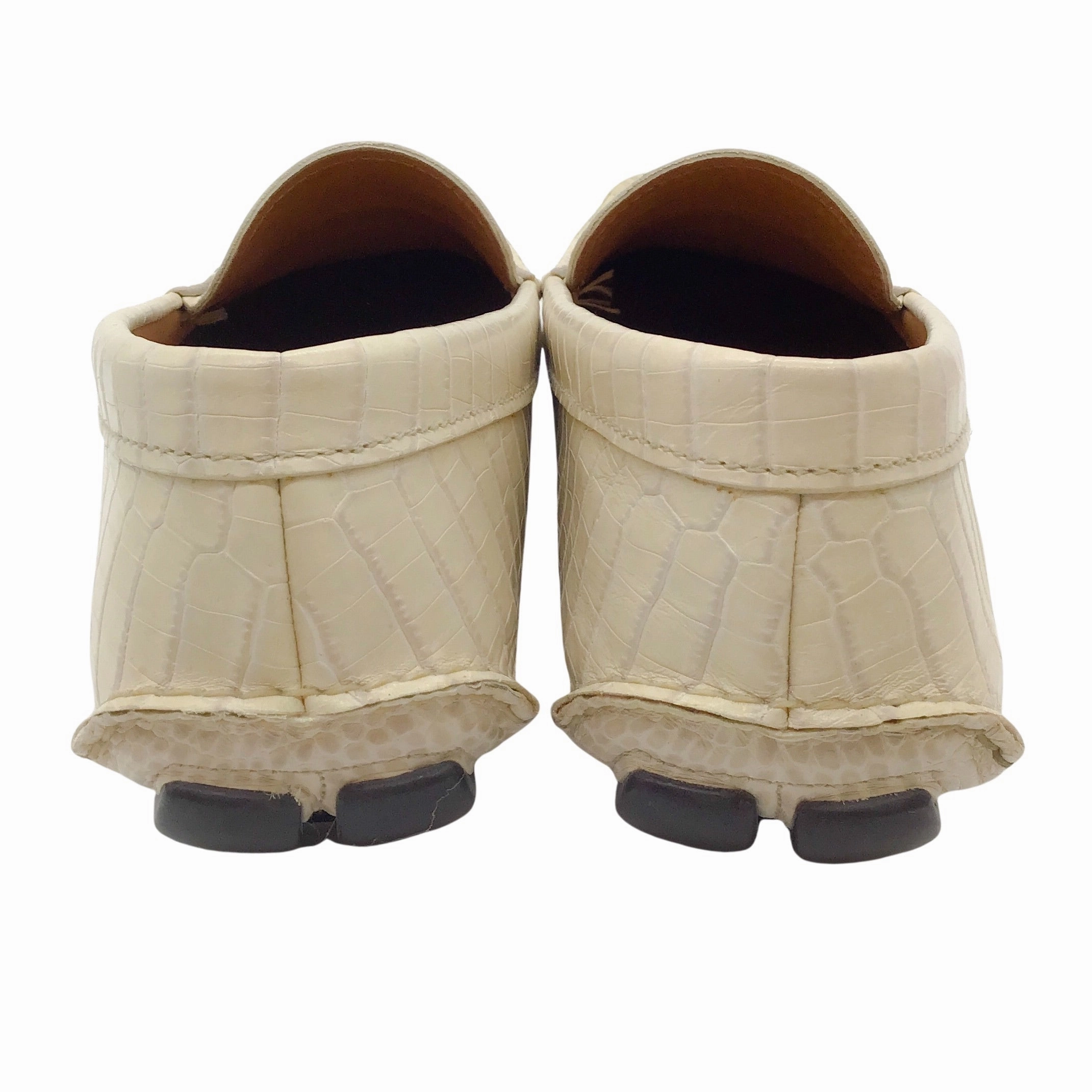 Flat Shoes With T Bar Prada Men's Ivory Crocodile Leather Driving Loafers
