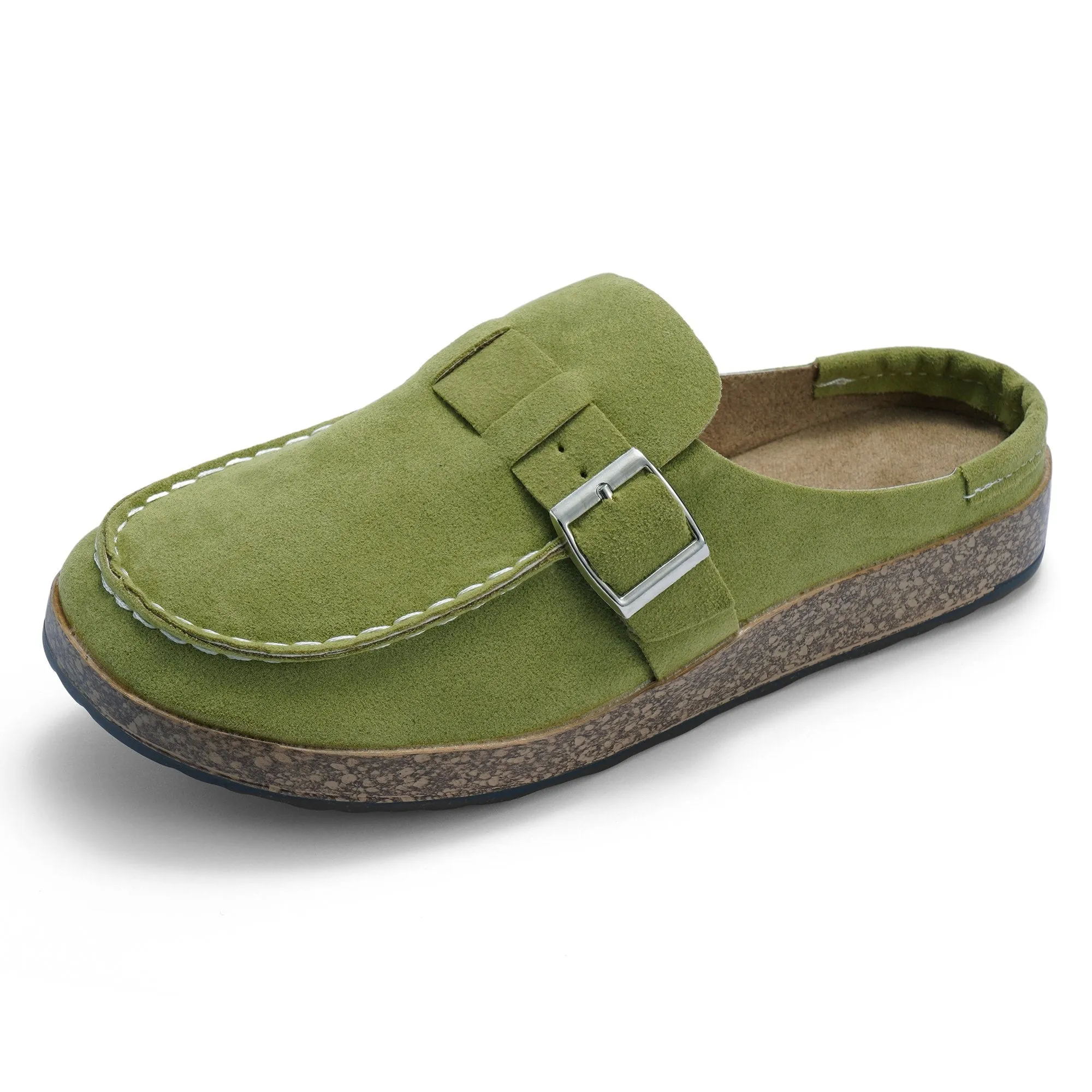 NEW Zodanni Mules for Women Backless Loafers Slip on Flat Shoes Open Back Slippers, Green, Sz 9.5 Dress Loafers With Jeans