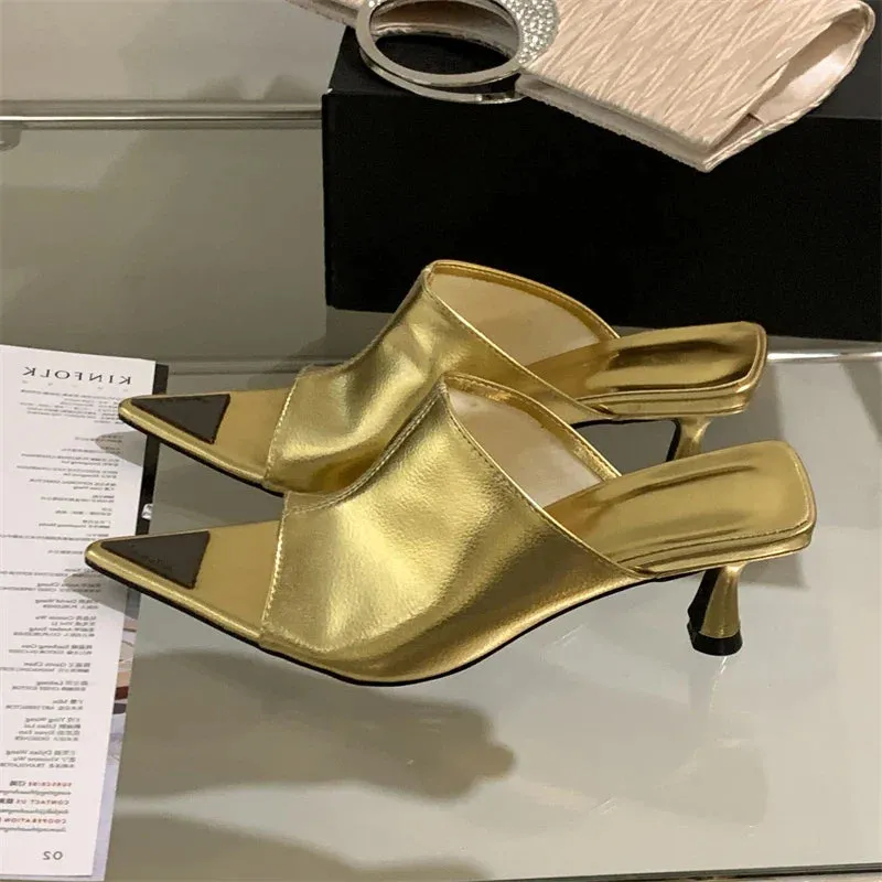 Platform Slippers Sand binfenxie New Summer Pointed Peep Toe Slide Slippers Women Thin Low Heels Banquet Party Prom Ladies Designer Shoes Zapatos Mujer