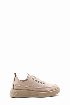 New Unisex Casual Shoe FST Genuine Leather Women's Casual Shoes 583ZA2463 Beige Floter - Aloha