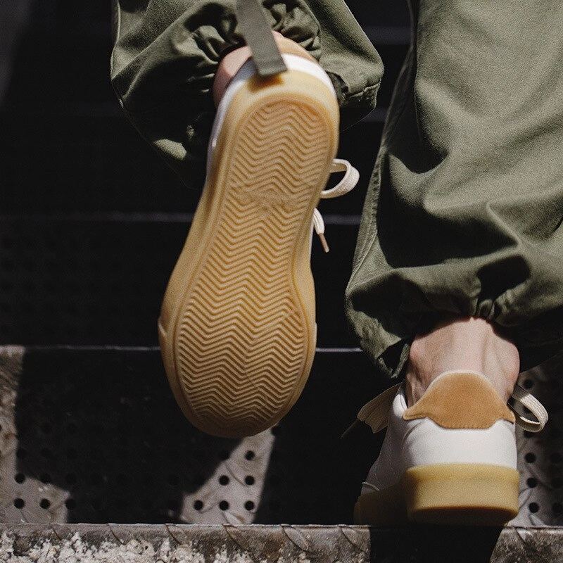 Vintage Leather Casual Shoes for Men Lace Up Flat Board Shoes Flat Prom Shoes