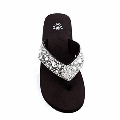 Fake Designer Flip Flops Premium Western Rhinestone Sun Floral Concho Blingbling Flip Flops S056