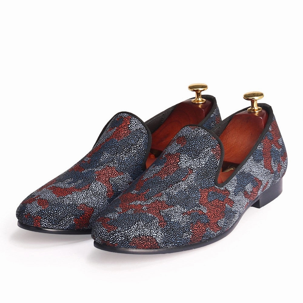 Printing Camouflage Pearl Style Men Flat Loafers Shoes Barefoot Flat Shoes