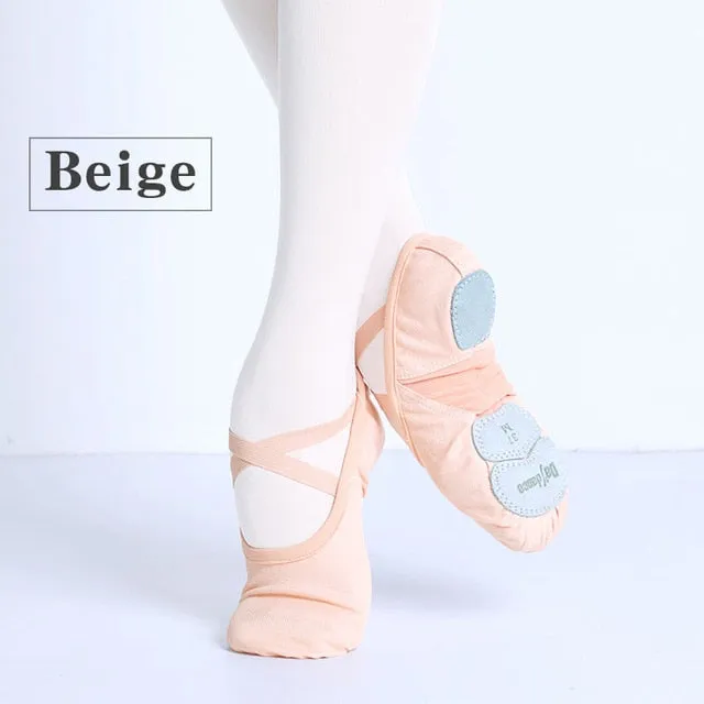 Mia Bow Slippers Professional Soft Three Split Sole Dance Shoes