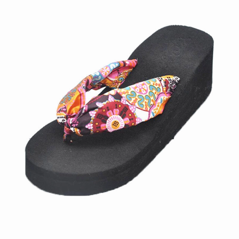 Women Flip Flops Bohemia lace Flower Platform Wedges High Heels Women Shoes Sals Flip Slippers Beach woman shoes Fitflop Flip Flops Sale