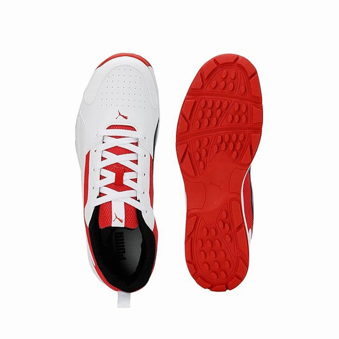 Asics Japan Walking Shoes Puma Cricket High Run Men's Shoes (White-Burnt Red-Black) 10780602