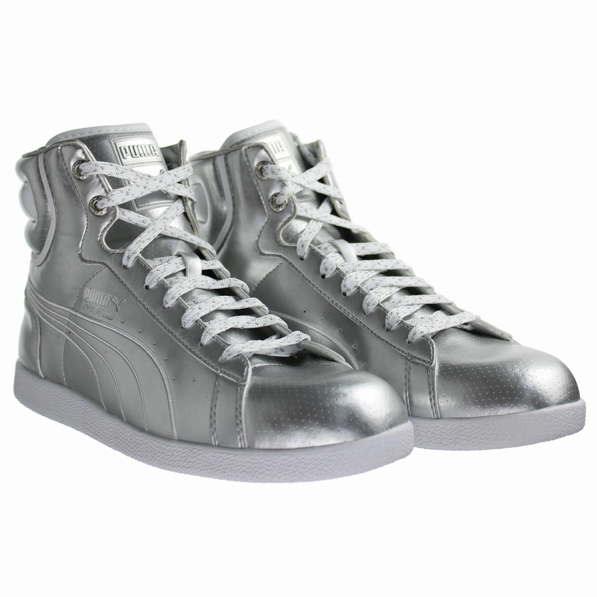 Puma Basketball Shoes Genetics Puma First Round Womens Silver Trainers