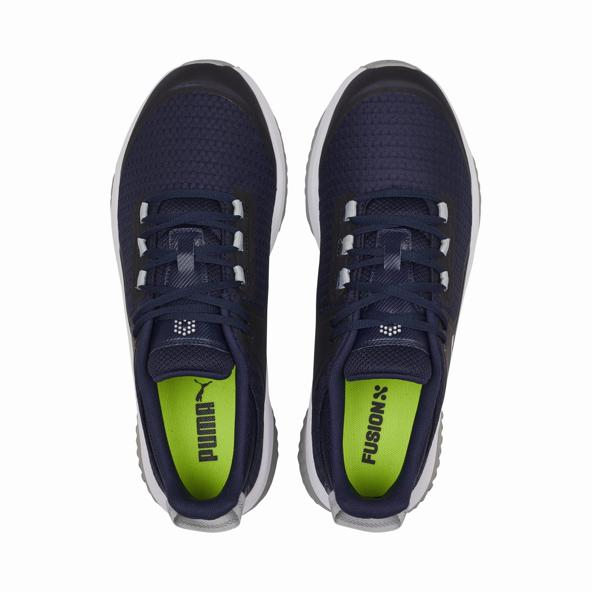 PUMA GOLF Men's Fusion Grip Golf Shoe, Puma Navy-Puma Silver-Quiet Shade, 10.5 Asics Shoe Size Compared To Nike