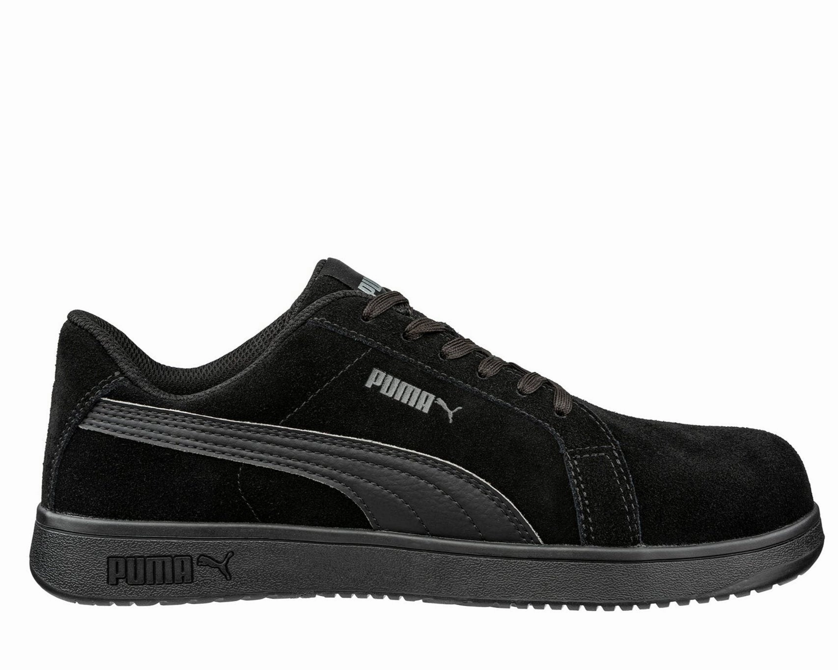 Puma Men's 640305 Iconic Black/Black Suede Low Composite Safety Toe Metal Free Work Shoes Asics Road Running Shoes