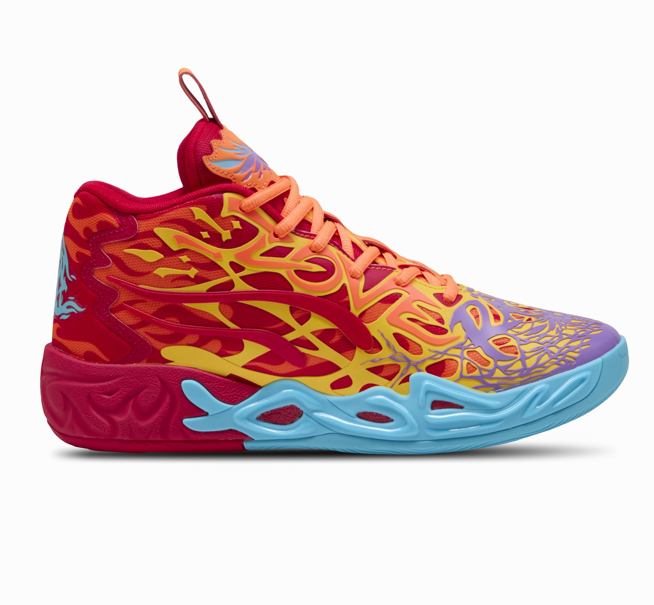 Puma Men's Mb.04 Shoes - Red / Orange Glow / Fluorescent Orange / Purple Glimmer Pink Tennis Shoes Asics