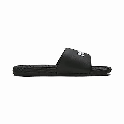 PUMA Mens Cool Cat 2.0 Slide Sandal, PUMA Mens black-PUMA Mens white, 9 Asics Shoes Amplifoam